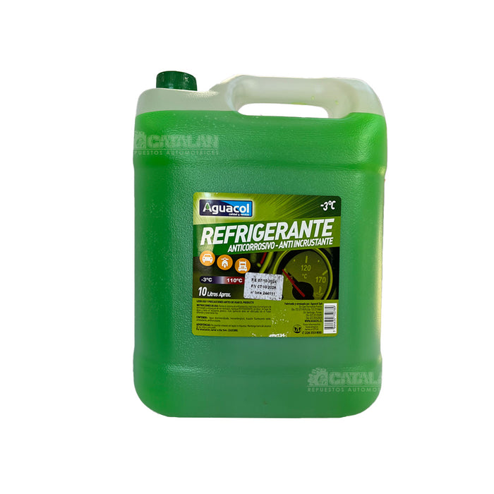 Refrigerante Anticongelante Anticorrosivo - Anti Incrustante -3° Líquido Verde 10L - AGUACOL