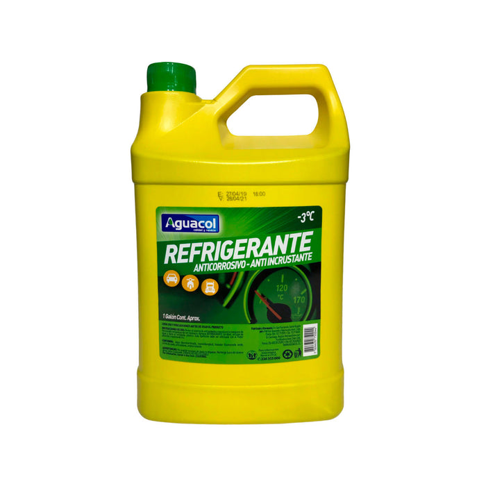 Refrigerante Anticongelante Anticorrosivo - Anti Incrustante -3°C Líquido Verde 3.78 L - AGUACOL