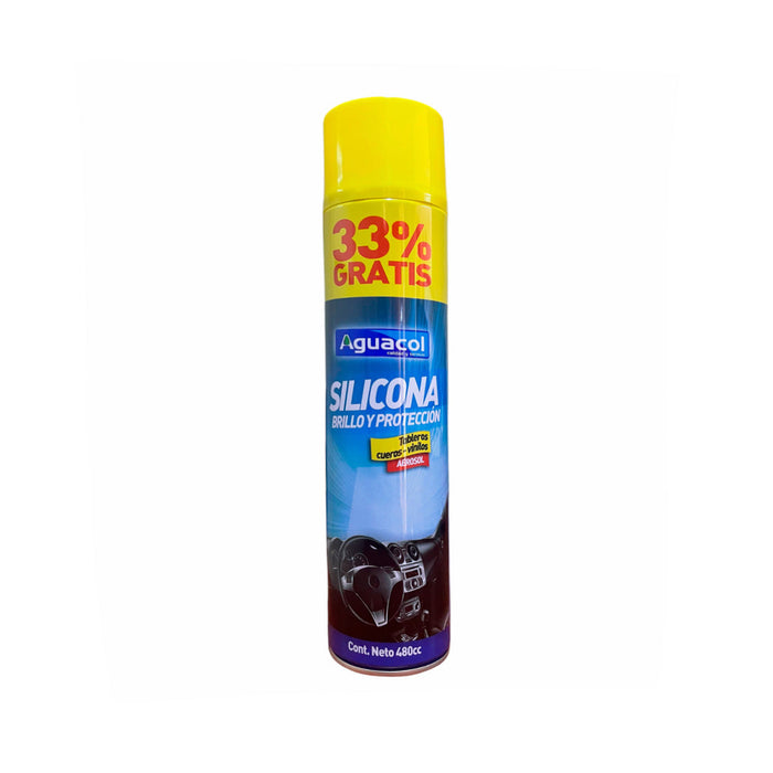 Silicona Brillo y Protección Aerosol 33% Gratis 480cc - AGUACOL